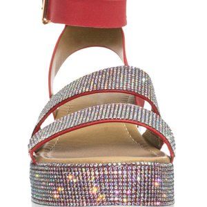 Rhinestone Glitter Flatform Sandal Wedge, …